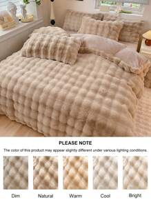 2/3 pièces Ensemble de couette en polyester duveteux de couleur kaki, style moderne, taille king, chaud et confortable pour l'automne/l'hiver (1 housse de couette + 1/2 taies d'oreiller, sans couette et sans oreiller)