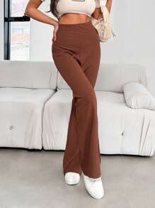 EURMUSE Casual Style, Super Soft Touch Rib Legging - Brown - View 5
