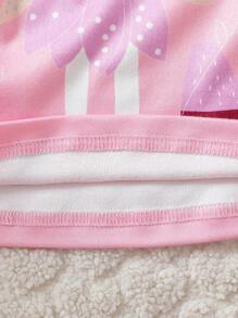 Set de 3 piezas de pijama para niña, con estampado de vida marina por todas partes, ajustado, cuello redondo, manga larga y pantalón largo, conjunto de prendas de dormir