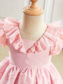 Fern Glow  Pink Ruffle Hem Summer Dress For Babygirl - Pink - View 4