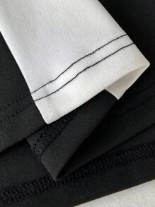 SHEIN Unity PLUS SIZE Square Neck Color Block Fitted Women Dress Maxi Women Outfit Fall Cloth For Women - Black and White - View 6