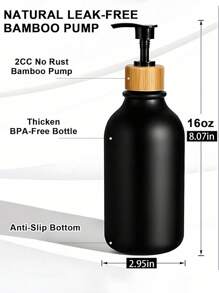 SHEIN 1 件黑色 16.91 盎司皂液器、乳液分配器、带泵的空沐浴皂液器瓶，适用于洗发水、沐浴露、护发素、浴室配件、浴室储物和收纳盒、家居装饰、家居用品、洗涤剂容器、洗涤液、洗手液喷雾、沐浴露 - 彩色 - 查看 5