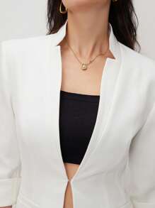 BizChic Women's Solid Color 3/4 Sleeve Open Front Casual Blazer - White - View 4