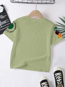 SHEIN Young Boy Casual Simple Round Neck Short Sleeve Loose T-Shirt, Suitable For Summer