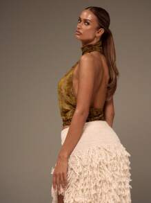 MUSERA Devore 露背吊带背心，适合夏季、秋季、冬季穿着，适合在伊比沙岛度假。 - 棕色 - 查看 3