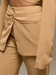 MUSERA Overlay Skirt Detail Tailored Trousers Western Elegant Business Casual Summer Spring Vacation Graduation Prom Wedding Guest Birthday - Camel - View 5