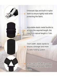 2Pcs/Set High Elastic Sheet Clips For Bedding, Sheet Fixing Straps Clip Holder, Sheet Clip Suspenders, Sheet Fastener Clips, Mattress Sheet Clip Straps, Back To School Supplies, Household Supplies