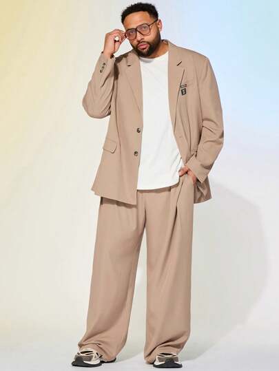 Manfinity VCAY 大码男士宽松梭织长袖西装套装