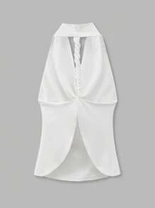 Maija Blusa elegante y sexy de punto de cable con espalda abierta para mujer, apropiada para primavera/verano, casual, romántica, para ciudad y vacaciones, adecuada para Pascua, reuniones y bodas