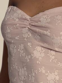 MUSERA Lace Lined Ruched Bust Spaghetti Strap Fitted Cropped Top Only Spring Summer Vacation