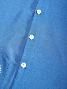 SHEIN Casuvi Kids Tween Boy Denim Effect Casual Shirt & Simple Versatile Long Pants 2 Pieces Set - Blue - View 4