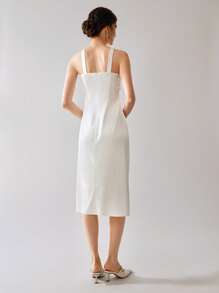 Gloray 女士纹理泡泡珠缀饰中长连衣裙 - 白色 - 查看 2