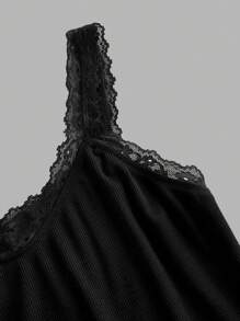 SHEIN Essnce 3pcs Lace Top White Tank Top Women's Casual Versatile Simple Lace Trim Camisole