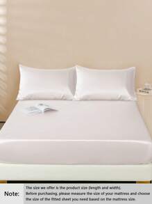 3 件套涤纶棉缎床笠套装，亲肤柔软，套装包含：1 件松紧带床笠 + 2 件枕套（无内芯） - 白色 - 查看 5