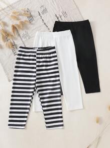 Girls Multi-Pack Ribbed Printed Stretchy Pants, Summer - Multicolor - View 1