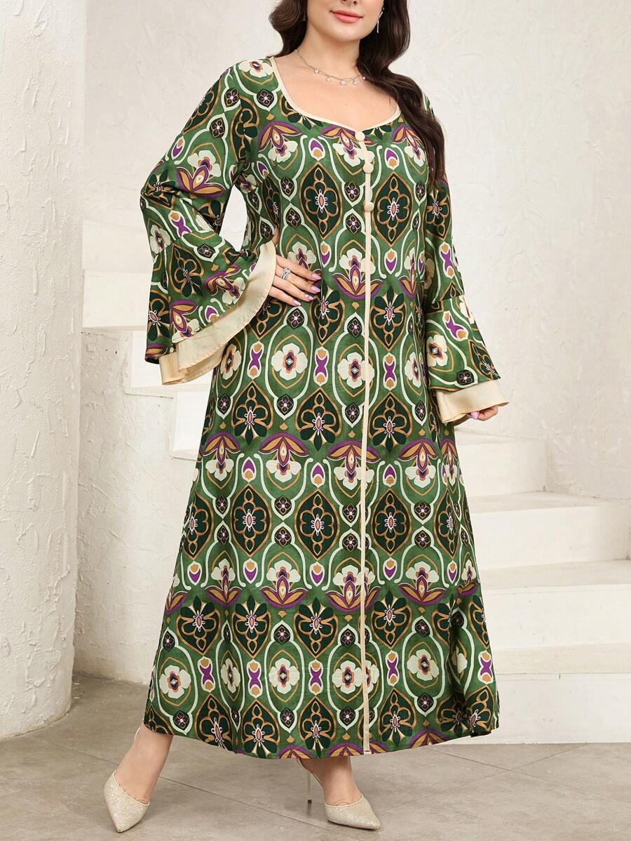 Al Najma Vestido informal de estilo árabe para mujer talla grande, minimalista y elegante para uso diario - Multicolor - Ver 1