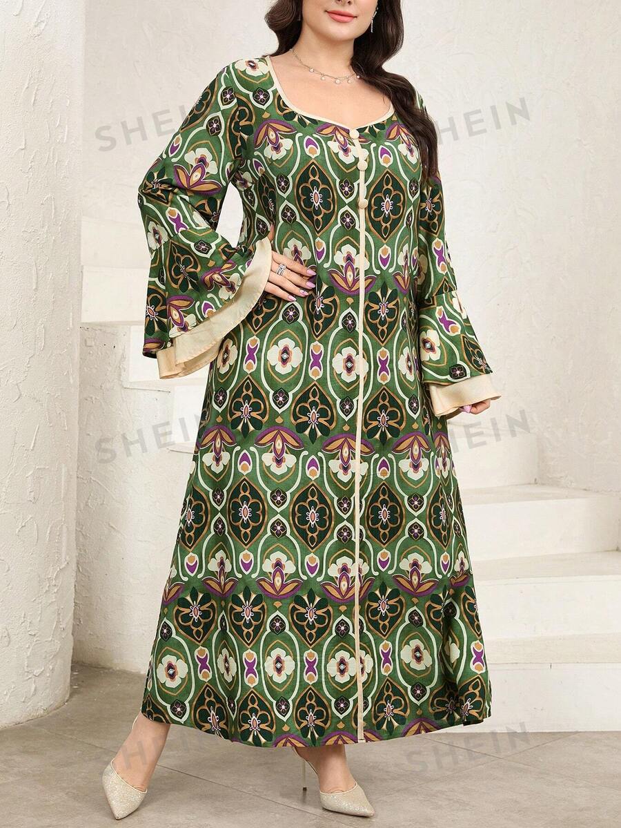 Lacomfia Vestido informal de estilo árabe para mujer talla grande, minimalista y elegante para uso diario