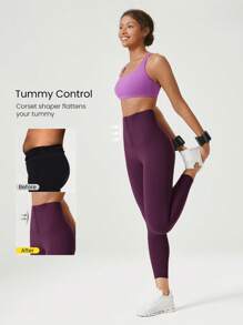 GLOWMODE 24" FeatherFit™-Sculpt Buttoned Leggings Corset Super High Rise Medium Impact Jogging Gym Training Daily