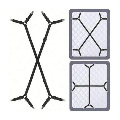 2 件/套高弹力床单夹，适用于床上用品、床单固定带夹子、床单吊带、床单紧固件、床垫床单夹带、返校用品、家居用品