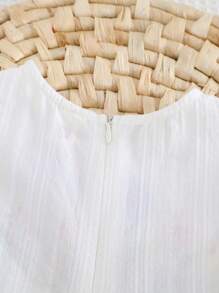 Cozy Pixies Đầm tay lỡ in họa tiết hoa trang trí cho bé gái - trắng - Xem 5