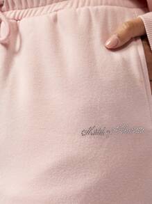 MISSGUIDED 家居服超大阔腿慢跑裤舒适柔软冬季假日舒适休闲裤，弹性腰带和优质运动休闲运动衫 - 粉色 - 查看 5