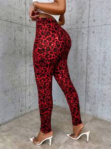 Maweii Plus Size Sexy Leopard Print Design Casual Fashion Skinny Leggings
