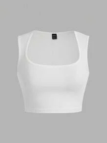 SHEIN PETITE 女士休闲简约时尚百搭日常背心 - 白色 - 查看 2