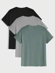 RueChic Ensemble de t-shirts basiques col rond en 100% coton pour hommes (plusieurs pièces)