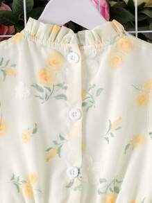 Glamorique Kids Vestido sin mangas con cintura bordado en amarillo para niña, cómodo y ligero para el verano, hermoso y lindo
