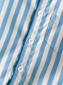 SHEIN Toddler Boys' Country Style Casual Comfortable Shirt Set - Blue - View 4