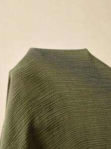 Poéselle 夏季海滩 V 领连衣裙 木环装饰肩带 纹理飘逸面料海滩夏装 柔和色连衣裙 绿色连衣裙 夏季连衣裙 长款沙滩裙 海滩女士连衣裙 亚麻连衣裙 - 軍綠色 - 查看 8