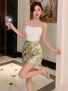 DAZY Women's Sparkling Back To School Skirt - Olive Green - View 5