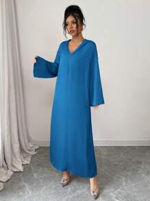 Yasmyna Women's Loose Long Sleeve Hooded Abaya Dress In Red, Modest Kaftan