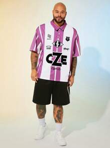 Manfinity NXTstreet Camisa polo de punto de manga corta casual y holgada talla grande para hombres