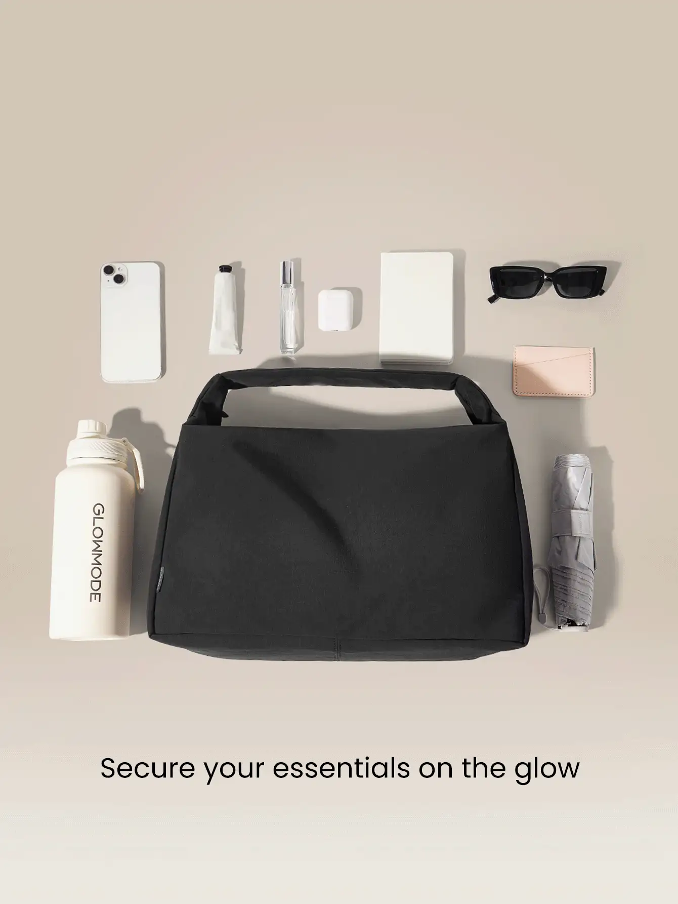 GLOWMODE 紋理防水肩背包 - 黑色 - 查看 2