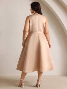 Anewsta Robe de vacances élégante et romantique à imprimé floral sans manches pour femme