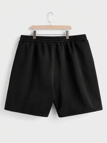 Manfinity VCAY 大码男士宽松黑色针织 T 恤和短裤套装 - 黑色 - 查看 8