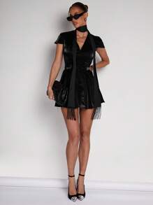 COSMINA Women's Mini Dress, Business Casual Style, Office Siren Outfits, Influencer Same Style, , Old Money Style, Summer Outfits For Women - Black - View 5