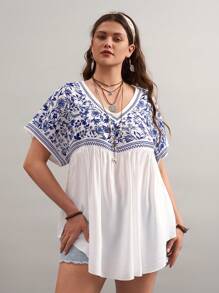 SHEIN LUNE Áo sơ mi tay ngắn thường ngày cổ chữ V viền bồng bềnh cỡ lớn cho kỳ nghỉ xuân Trang phục Boho Rave Lễ hội Trang phục kỳ nghỉ xuân Phong cách Old Money dành cho phụ nữ Trang phục Rave Trang phục mùa hè Trang phục mùa xuân cho phụ nữ Bãi biển Lễ Phục sinh Thánh Patrick Bộ đồ mặc nhà dành cho phụ nữ Trang phục kỳ nghỉ hè Trang phục Rave Phục sinh cho phụ nữ Lễ hội Boho Quần áo phụ nữ Trang phục đồng quê cho phụ nữ Trang phục hòa nhạc đồng quê Trang phục mùa xuân cho phụ nữ Quần áo mùa hè Trang phục phương Tây dành cho phụ nữ - trắng - Xem 5