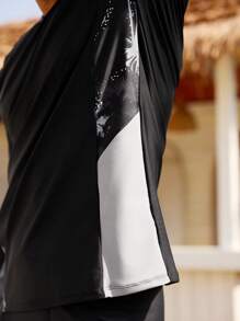 Manfinity Swimmode 2 件套男士套装，长袖上衣和裤子，休闲，简约，日常穿着 - 彩色 - 查看 4