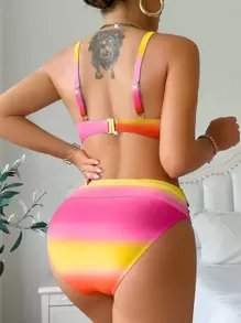 Swim DD+ Ombre Bikini Set With Underwire For Summer Beach Vacation - Multicolor - View 2