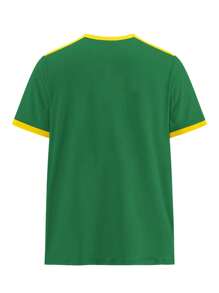 Manfinity Dauomo Brazil Letter And Flag Print Patchwork Crew Neck T-Shirt For Men - Green - View 2