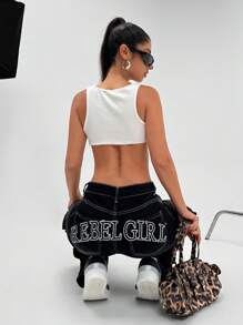 EURMUSE Low Waist Y2K Detailed Straight Jean - Medium Wash - View 1