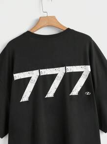 Manfinity VCAY 大码男士宽松黑色针织 T 恤和短裤套装 - 黑色 - 查看 7