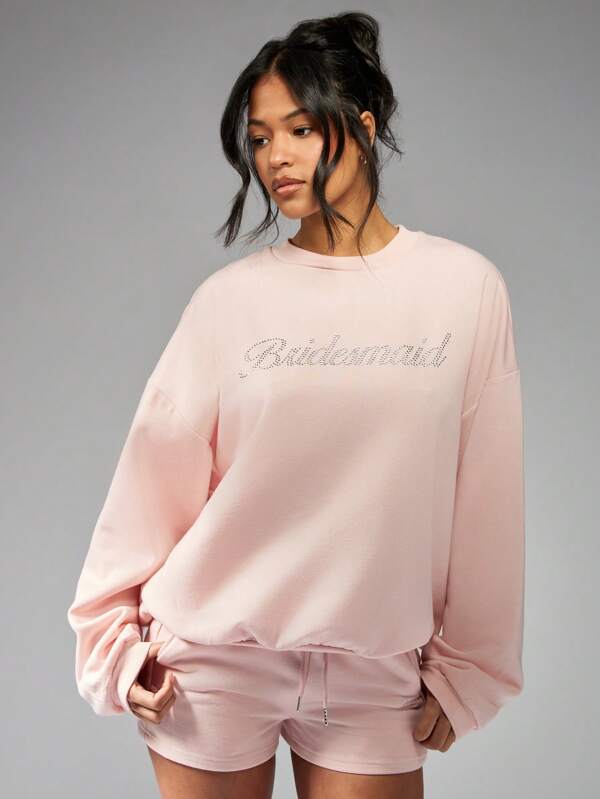 MISSGUIDED Oversized Diamante Bridesmaid Sweatshirt