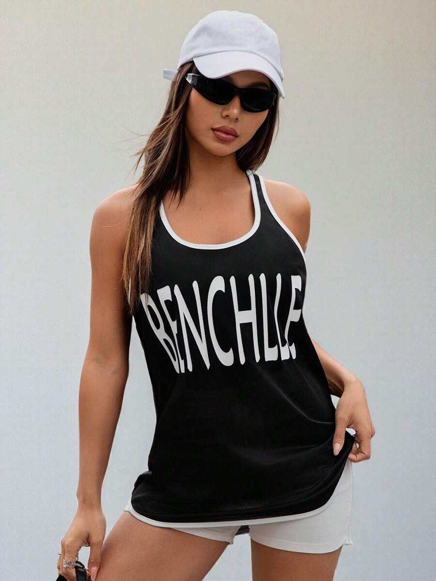 SHEIN Unity New Summer Loose Fit Color Blocking Sleeveless Sweatshirt - Black - View 1