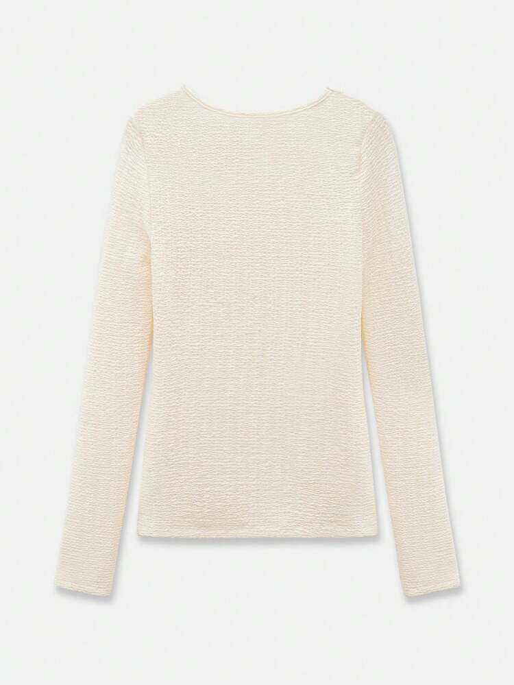 SHEIN Maija Elegant Textured Knit Women's Top, Casual Romantic Summer Holiday Suitable For Outings, Gatherings, Weddings, Valentines Day