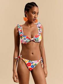 Travachic Bottom de bikini estampada con anudado, casual y de moda para uso diario