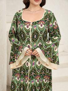 Lacomfia Vestido informal de estilo árabe para mujer talla grande, minimalista y elegante para uso diario