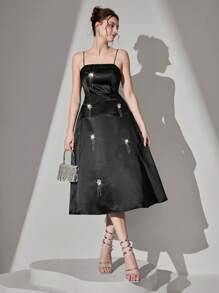 Poshira Women Elegant Gown, Wedding Guest Dress, Simple Fashion For Parties, Casual Daily Wear Music Festival Spring/Summer, Party Dress, Prom Dress - Black - View 4